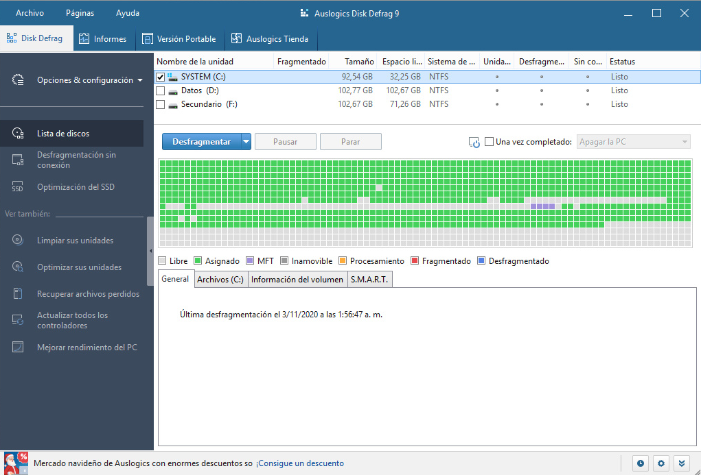 Auslogics Disk Defrag Pro — imagen 3